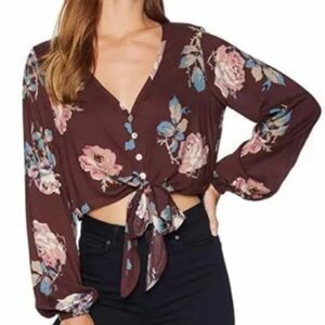 Show Me Your MuMu Tatum Chocolate & Roses Floral Women’s crop top size medium
